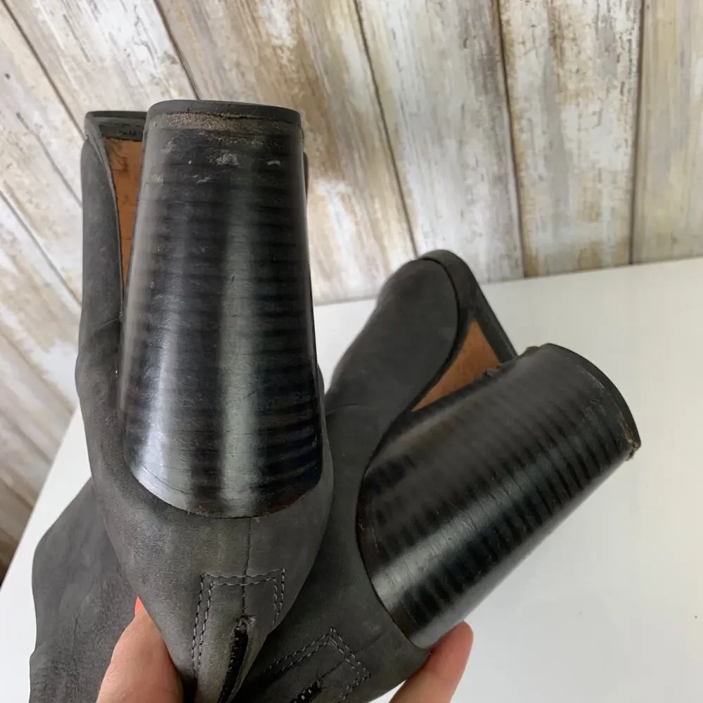 Rag & Bone Newbury Grey Suede Nubuck Ankle Zipper Boots Shoes 39 FLAW USED